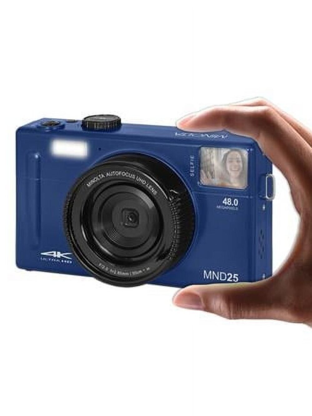 Minolta MND25 48MP 4K UHD Digital Camera 16X Zoom Selfie Mirror Blue New